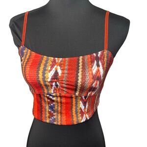 Mika, womens size small Aztec snake geometric adj strap Bralett bikini swimtop ￼